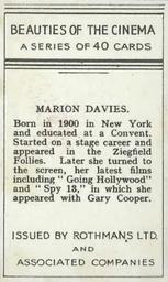 1939 Rothmans Beauties of the Cinema #NNO Marion Davies Back