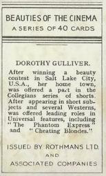 1939 Rothmans Beauties of the Cinema #NNO Dorothy Gulliver Back