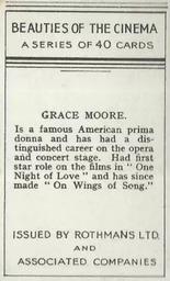 1939 Rothmans Beauties of the Cinema #NNO Grace Moore Back