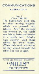 1960 Mills Communications #6 Clay Tablets Back