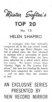1963 Mister Softee’s Top 20  #13 Helen Shapiro Back