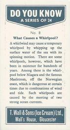 1965 Wall's Ice Cream Do You Know #8 What Causes a Whirlpool? Back