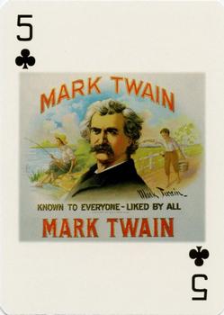 1998 Antique Cigar Art Playing Cards - Red-Backed #5♣ Mark Twain Front