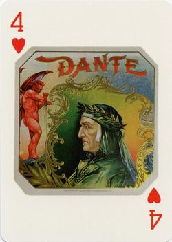 1998 Antique Cigar Art Playing Cards - Red-Backed #4♥ Dante Front