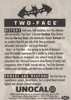 1995 Unocal Batman Forever #2 Two-Face Back