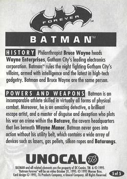 1995 Unocal Batman Forever #5 Batman Back