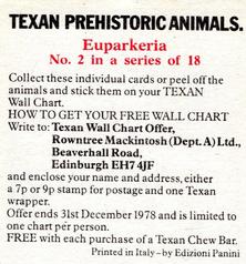 1978 Rowntree Mackintosh Prehistoric Animals Stickers #2 Euparkeria Back