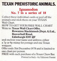 1978 Rowntree Mackintosh Prehistoric Animals Stickers #7 Iquanodon Back