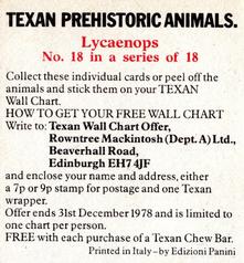1978 Rowntree Mackintosh Prehistoric Animals Stickers #18 Lycaenops Back