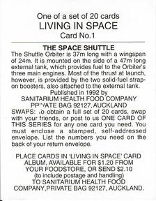 1992 Sanitarium Health Foods Living in Space #1 The Space Shuttle Back