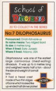 1994 Jacob's Biscuits School of Dinosaurs #7 Dilophosaurus Back