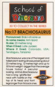 1994 Jacob's Biscuits School of Dinosaurs #17 Brachiosaurus Back