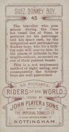 1914 Player's Riders of the World #43 Suez Donkey Boy Back