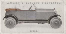 1923 Lambert & Butler Motor Cars (2nd Series) #37 Rhode Front