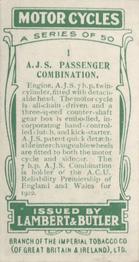 1923 Lambert & Butler Motor Cycles #1 A.J.S. Passenger Combination Back