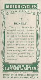 1923 Lambert & Butler Motor Cycles #17 Dunelt Back