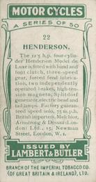 1923 Lambert & Butler Motor Cycles #22 Henderson Back