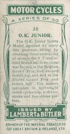 1923 Lambert & Butler Motor Cycles #36 O.K. Junior Back