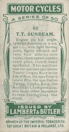 1923 Lambert & Butler Motor Cycles #46 T.T. Sunbeam Back