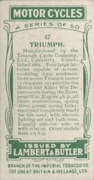 1923 Lambert & Butler Motor Cycles #47 Triumph Back