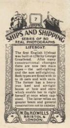 1928 Wills's Ships and Shipping #7 Lifeboat Back