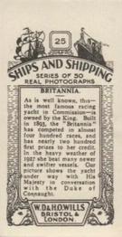1928 Wills's Ships and Shipping #25 Britannia Back