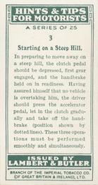 1929 Lambert & Butler Hints & Tips for Motorists #3 Starting on a Steep Hill Back