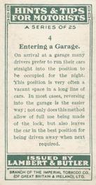 1929 Lambert & Butler Hints & Tips for Motorists #4 Entering a Garage Back