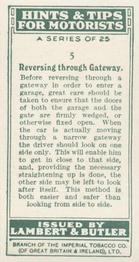 1929 Lambert & Butler Hints & Tips for Motorists #5 Reversing through Gateway Back
