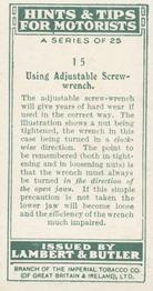 1929 Lambert & Butler Hints & Tips for Motorists #15 Using Adjustable Screw-wrench Back