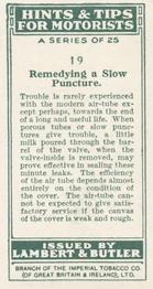 1929 Lambert & Butler Hints & Tips for Motorists #19 Remedying a Slow Puncture Back