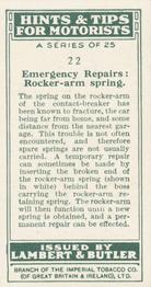 1929 Lambert & Butler Hints & Tips for Motorists #22 Emergency Repairs: Rocker-arm spring Back