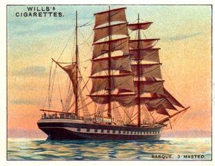 1929 Wills's Rigs of Ships #2 Barque, Three-Masted Front