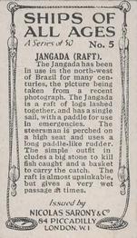 1929 Nicolas Sarony & Co. Ships of All Ages (Small) #5 Jangada Back