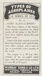 1929 Murray Sons & Co Types of Airplanes (M164) #14 Avro 
