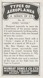 1929 Murray Sons & Co Types of Airplanes (M164) #20 Avro 