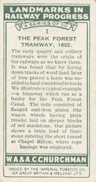 1931 Churchman's Landmarks in Railway Progress #1 The Peak Forest Tramway,                            1802 Back