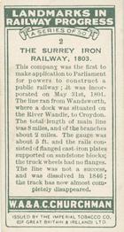 1931 Churchman's Landmarks in Railway Progress #2 The Surrey Iron Railway,                            1803 Back