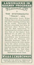 1931 Churchman's Landmarks in Railway Progress #5 The Oystermouth Train,                              1816 Back