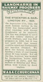 1931 Churchman's Landmarks in Railway Progress #6 The Stockton & Darlington Railway,                  1825 Back