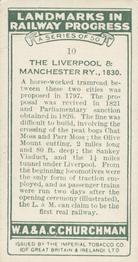 1931 Churchman's Landmarks in Railway Progress #10 The Liverpool & Manchester Railway,                 1830 Back