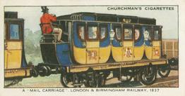 1931 Churchman's Landmarks in Railway Progress #15 'Mail Carriage', London & Birmingham Railway,       1837 Front