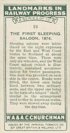 1931 Churchman's Landmarks in Railway Progress #24 The First Sleeping Saloon,                          1874 Back