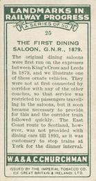 1931 Churchman's Landmarks in Railway Progress #25 The First G.N.R. Dining Saloon,                     1879 Back