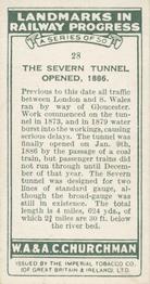 1931 Churchman's Landmarks in Railway Progress #28 The Severn Tunnel Opened,                           1886 Back
