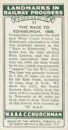 1931 Churchman's Landmarks in Railway Progress #31 The Race to Edinburgh,                              1888 Back