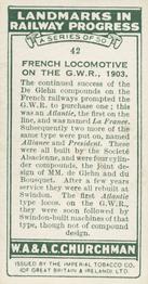 1931 Churchman's Landmarks in Railway Progress #42 French Locomotive on the G.W.R.,                    1903 Back