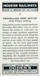 1936 Ogden's Modern Railways #8 Travelling Post Office Back