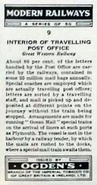 1936 Ogden's Modern Railways #9 Interior of Travelling Post Office Back