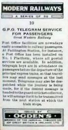 1936 Ogden's Modern Railways #10 G.P.O. Telegram Service for Passengers Back